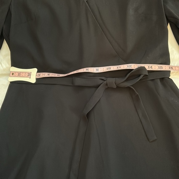 EUC classic black faux-wrap dress with tie, cute button detail at sleeve - Picture 10 of 12